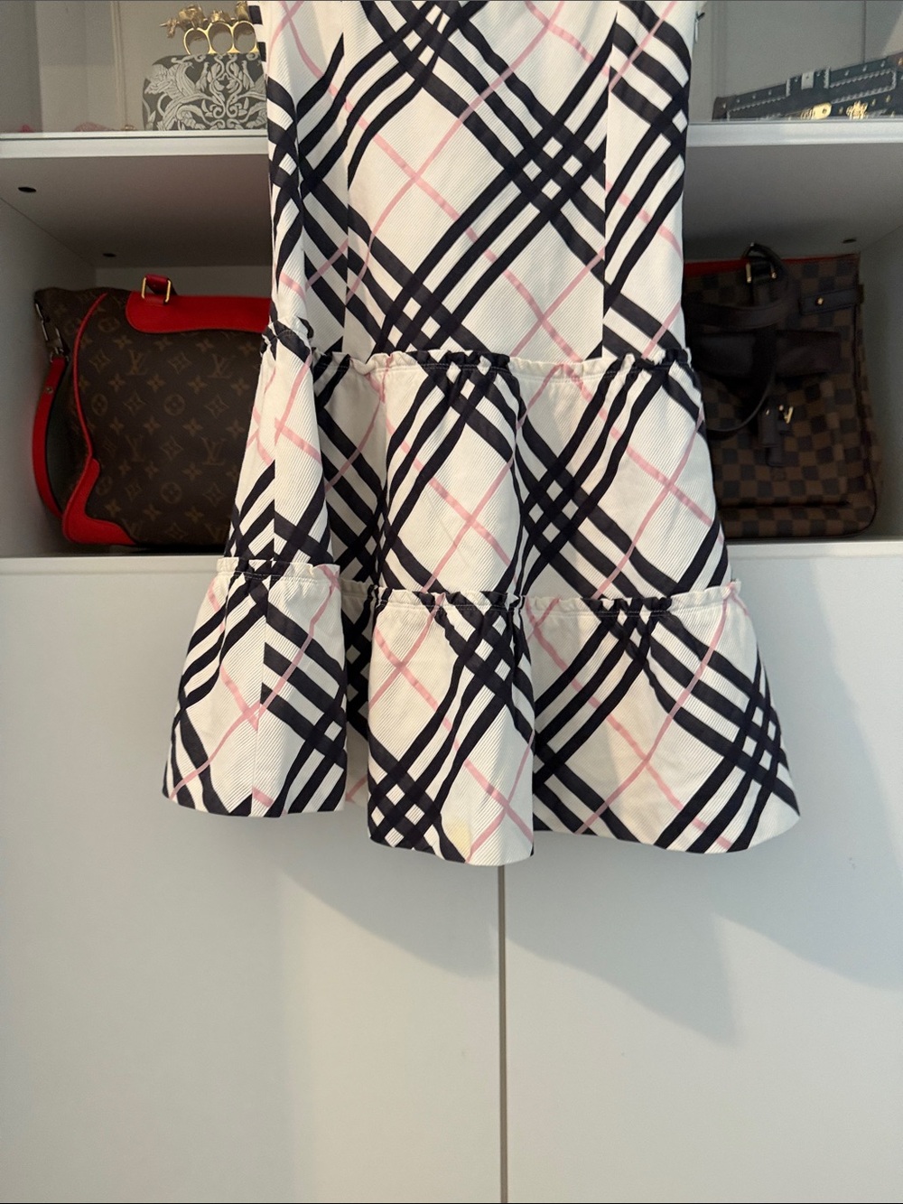 Burberry White Dress with Black & Pink Plaid - Picture 3 of 8